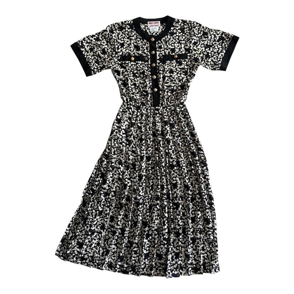 Vintage 80s 100% Silk Maggy London by Jeannene Booher Midi pleated women dress 4
